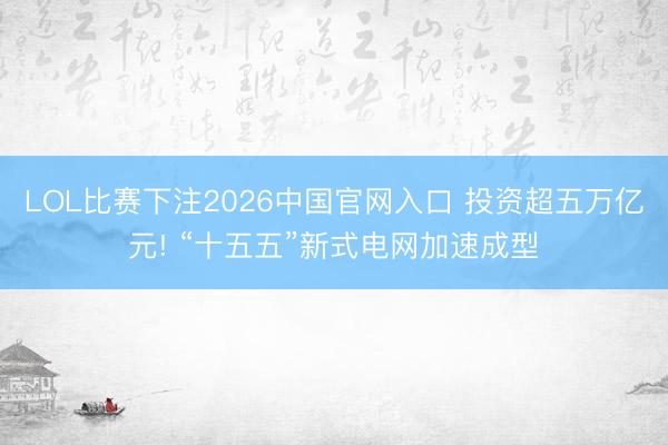 LOL比赛下注2026中国官网入口 投资超五万亿元! “十五五”新式电网加速成型