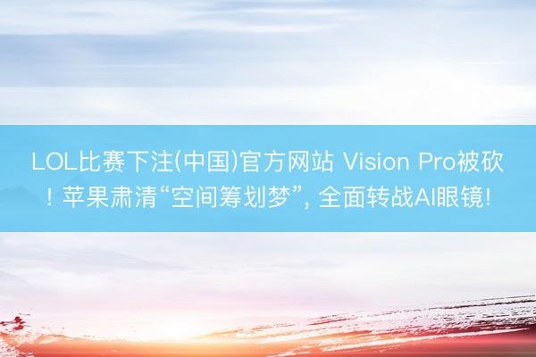 LOL比赛下注(中国)官方网站 Vision Pro被砍! 苹果肃清“空间筹划梦”, 全面转战AI眼镜!