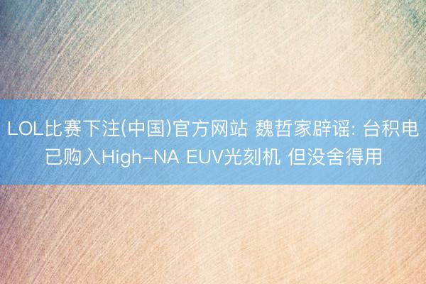 LOL比赛下注(中国)官方网站 魏哲家辟谣: 台积电已购入High-NA EUV光刻机 但没舍得用
