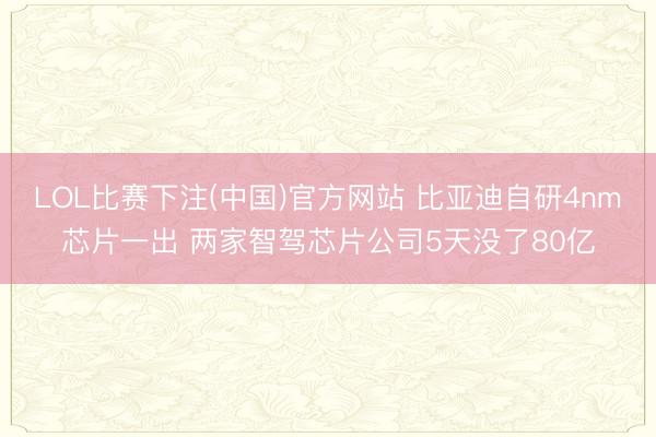 LOL比赛下注(中国)官方网站 比亚迪自研4nm芯片一出 两家智驾芯片公司5天没了80亿