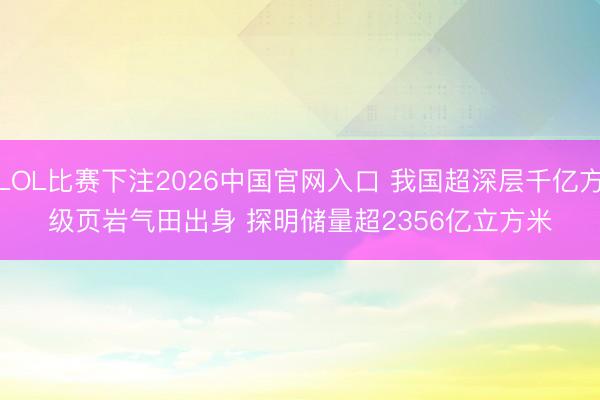LOL比赛下注2026中国官网入口 我国超深层千亿方级页岩气田出身 探明储量超2356亿立方米